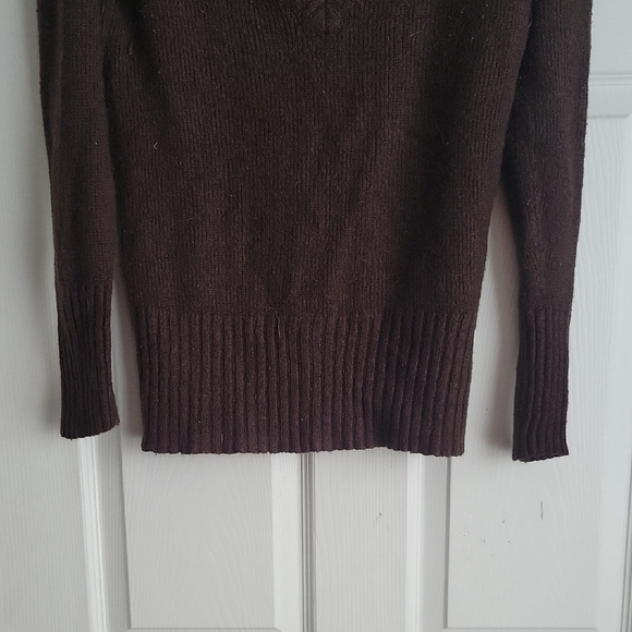Brown V-Neck Women's Sweater - Picture 2 of 10